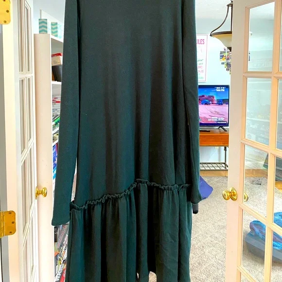green emerald velvet dress Jacquard Green Drop Waist Midi Dress - All Dresses main image 0